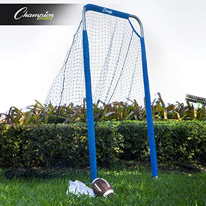 Champion Sports Football Kicking Screen - Powder Coated Steel - Extra Deep Pocket - White/Blue