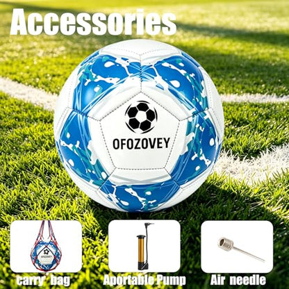 3-Pack Soccer Ball Size 5, Official Match Soccer Balls, with 3 Bags, 1 Pump and 2 Needles. Size 5 Soccer Ball for Indoor and Outdoor Training and competitions for Children and Teenagers