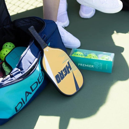 Diadem Hero V2 Complete Pickleball Starter Kit | 2 Lightweight Fiberglass Pickleball Paddles, 2 USAPA Approved Pickleballs & Mesh Carry Bag | Beginner-Friendly Wide Face & Durable Design