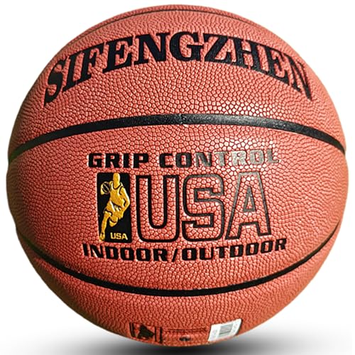 Official Size 7 Basketball - Composite Leather with Moisture-Wicking Grip - Indoor/Outdoor Game Ready - color: Dark Brown