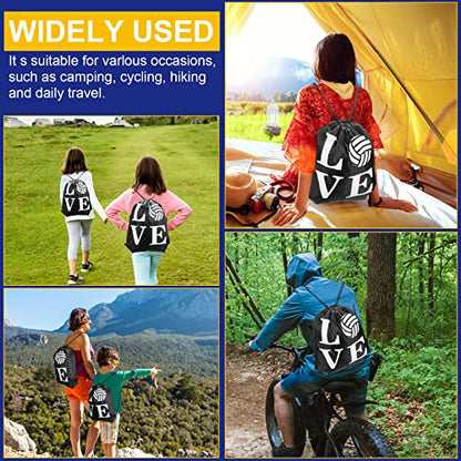 Reginary 24 Pcs Volleyball Drawstring Backpack Volleyball Gift Bags Cinch Sport Gym Travel Sack Bag for Men Women (Black)