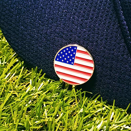 Golf Ball Markers with Hat Clips Value Sets for Men Women Golfer, Removable Attaches Easily to Golf Cap Premium Gifts - color: Flag