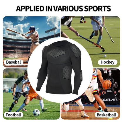 Padded Compression Shirt, Short Sleeve Football Protection Gear - size: Long-Small