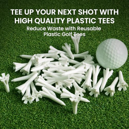 Amy Sport Golf Tees Plastic Unbreakable 1 1/2 Inch Value 120 Pack, Stable Short Tees with Side Spin Design for Less Friction & Par 3 Holes, Easy to Find for Driving Range