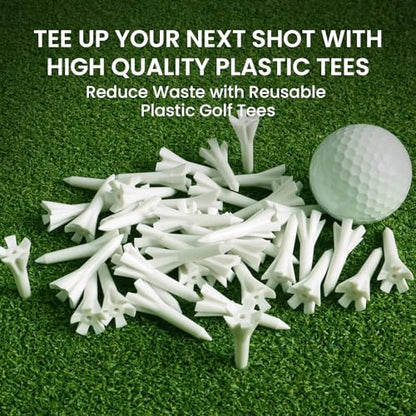 Amy Sport Golf Tees Plastic Unbreakable 1 1/2 Inch Value 120 Pack, Stable Short Tees with Side Spin Design for Less Friction & Par 3 Holes, Easy to Find for Driving Range