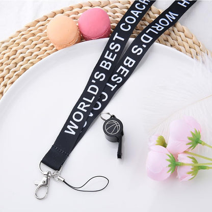 Sisadodo Best Coach Whistle with Lanyard Basketball Football Referee Coach Teacher Appreciation Gifts Lifeguard Whistle - color: black-basketball
