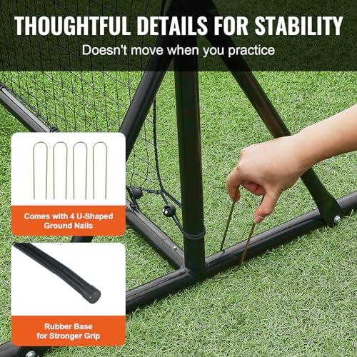 VEVOR Soccer Rebound Trainer, Iron Soccer Training Equipment, Sports Football Rebounder Wall, Double-Sided Rebounding Net, Easy Assembly, Perfect for Backyard Practicing, Solo Training, Passing - size: 12x6FT