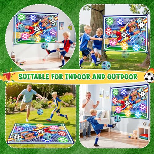 Soccer Ball Game Set for Kids Sticky Flannel Target with 2 Balls, Indoor Outdoor Backyard Shooting Toss Game, Sticky Soccer Ball Game Sports Toys Gift for Boys Girls 3-5 6-8 8-12 Year Old