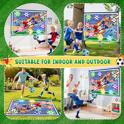 Soccer Ball Game Set for Kids Sticky Flannel Target with 2 Balls, Indoor Outdoor Backyard Shooting Toss Game, Sticky Soccer Ball Game Sports Toys Gift for Boys Girls 3-5 6-8 8-12 Year Old