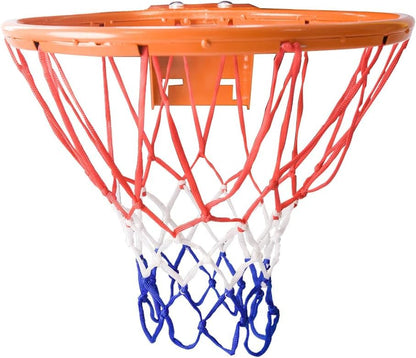 THUNDERBAY 18 inch Standard Double Spring Flex Reinforced Wall Mounted Basketball Rim, Two Nylon Nets Include One Nightlight Basketball Net - style: Basketball Rim with 1/2" Net Steel Braces