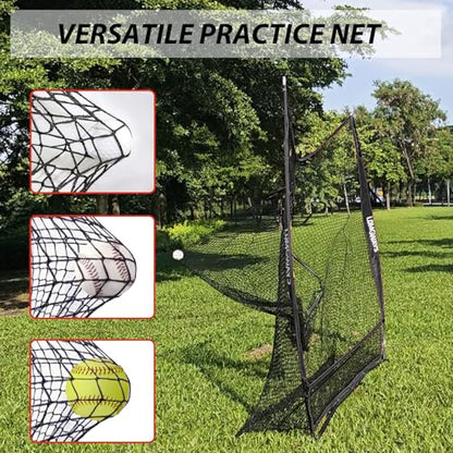 7x7ft/8x8ft Baseball Softball Net with Steel Frame for Batting, Hitting, Pitching, Portable Baseball Batting Net with Carry Bag, Great for All Levels - size: 7FT Black(Golf)