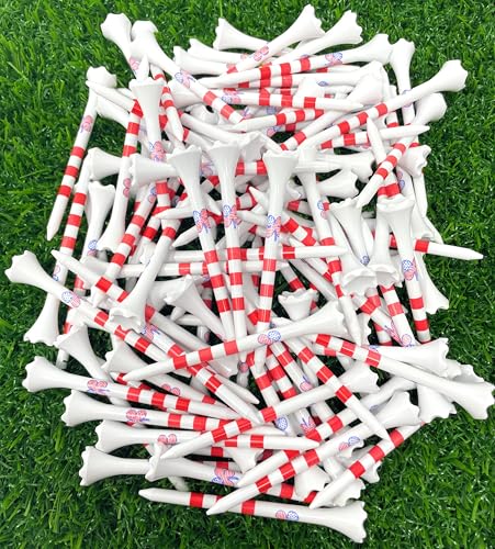 NorthPointe Four Leaf Clover/Shamrock 3 ¼” Plastic Golf Tees - 100 Tees in Bulk - color: Stars & Stripes Four Leaf Clover