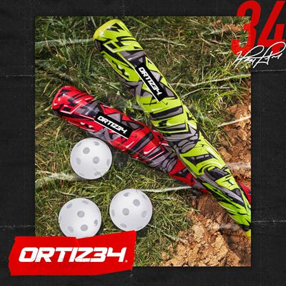 Ortiz34 Bat & Ball Set - Graffiti Plastic Bat & Ball Homerun Set- David Ortiz Backyard Baseball Set for Youth, Kids, Teenagers, Adults (Bat & Ball Set, Blue)