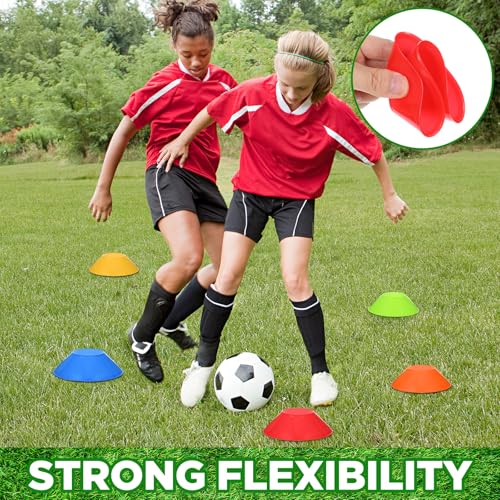 MAQUITA 100 Pcs Mini Soccer Cones for Agility Training, 5 Inch Sport Cones with Carry Bag - Football Practice Equipment
