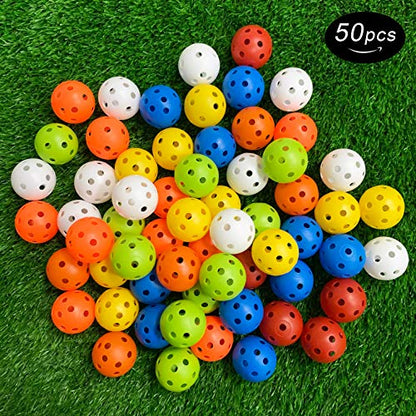 Crestgolf 50pcs Plastic Golf Training Balls – Airflow Hollow 40mm Golf Balls for Driving Range, Swing Practice, Home Use,Pet Play. …