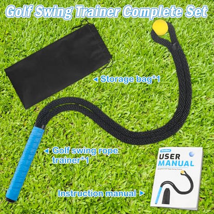 Weighted Premium Golf Rope Swing Trainer, Professional Golf Swing Rope, Warm-Up Training Tempo Aids with Ball and Grip to Improve Speed, Rhythm, Flex & Strength for All-Level Golfers - color: Black