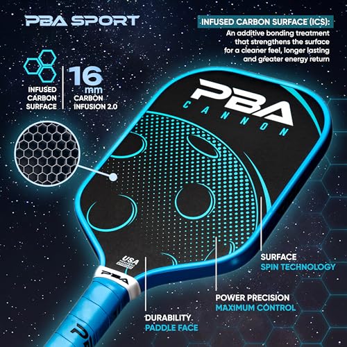 The Official Paddle of The Pickle Ball Association | The Cannon Pickleball Paddle crafted by PBA Sport | Carbon Fiber Pickleball Paddle | Designed for Power & Control | USA Pickle Ball Approved | 16MM