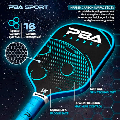 The Official Paddle of The Pickle Ball Association | The Cannon Pickleball Paddle crafted by PBA Sport | Carbon Fiber Pickleball Paddle | Designed for Power & Control | USA Pickle Ball Approved | 16MM