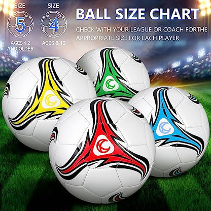 Tradder 4 Pack Soccer Ball with Pump Size 3 4 5 Deflated Soccer Ball for Outdoor Indoor Game Sport Practice Training Gift for Kid Youth Teen Adult Charity Donation - size: Size 5, style: Whirlwind Style
