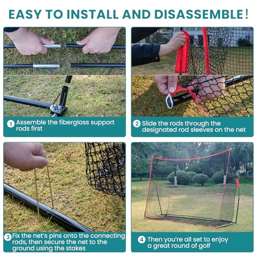 OLIXIS Golf Nets for Backyard, 10x7 ft Golf Practice Net with Frame, Outdoor & Indoor Dual-Use Sturdy for Hitting, Personal Driving Range for Home, Garage and Backyard, Black