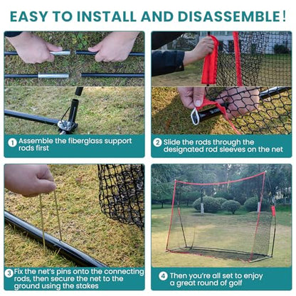 OLIXIS Golf Nets for Backyard, 10x7 ft Golf Practice Net with Frame, Outdoor & Indoor Dual-Use Sturdy for Hitting, Personal Driving Range for Home, Garage and Backyard, Black