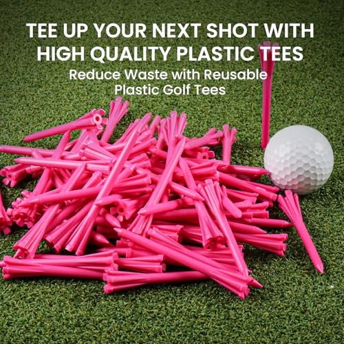 FINGER TEN Golf Tees Plastic Unbreakable Easy to Find Bulk Value 200/500/1000 Count, 2 3/4 3 1/4 Inch Tee Driving Range Reduce Friction, Green Red White USA Flag Practice - color: Pink, size: 500 Count (3 1/4 Inch)