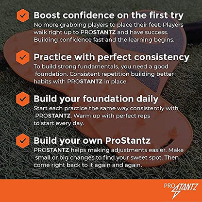 PROSTANTZ Batting Stance guides for better Balance,Consistency,Staying Grounded. Single set for Hitting,Fielding,Pitching,and any sport like golf that requires a Balanced Stance!Create your Prostantz