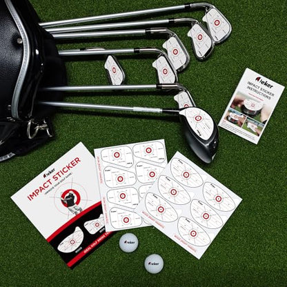 Golf Impact Tape - High-Resolution Strike Stickers for Iron, Wood & Fairway Clubs, Non-Residue, Swing Training Aid Impact Labels - color: Righties- 100pcs (Wood 6x6+ Iron 8x8)