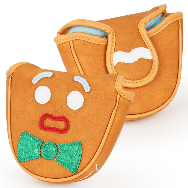 Funny Golf Club Head Cover Driver Headcover Fairway Wood Headcover Hybrid Club Head Cover Brown Monster Cookie - style: Mallet Putter