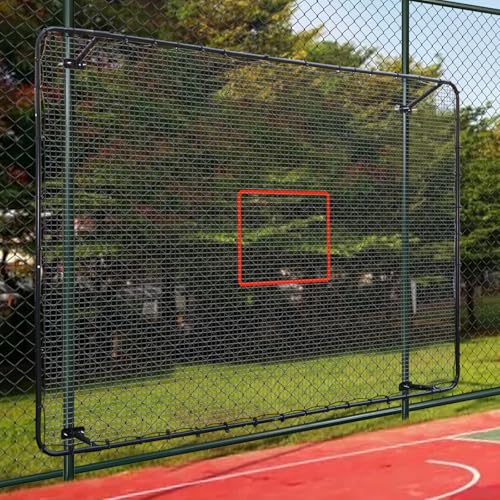Fence-Mount Tennis Rebounder Net 12x8FT – Space-Saving Tennis Practice Wall with Adjustable Rebound Angle – Solo Training Net Fits Most Fence Poles, Heavy-Duty Frame for Outdoor Practice