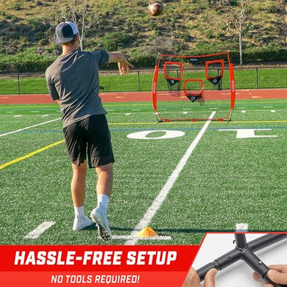 GoSports Football Throwing Net - 8 x 8 ft or 6 x 6 ft Nets - Choose Black or Red