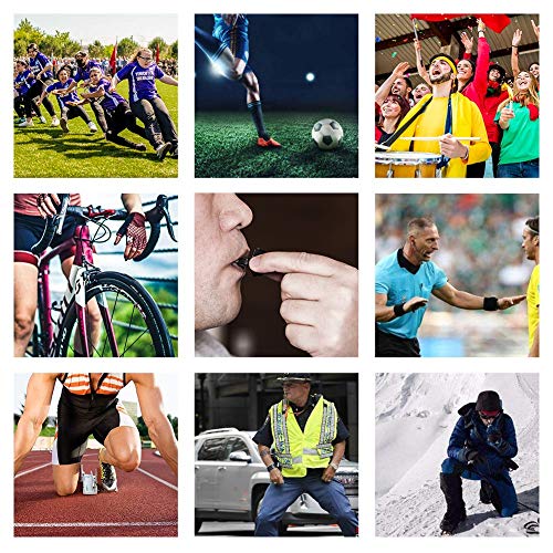 Sports Referee Coach Whistle,Bulk Pealess Plastic Whistles with Rubber Teeth Protector and Lanyard