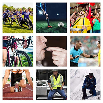 Sports Referee Coach Whistle,Bulk Pealess Plastic Whistles with Rubber Teeth Protector and Lanyard