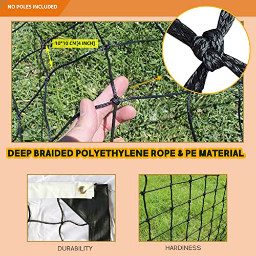 Professional Volleyball Net Heavy Duty Replacement Net - 32x3 FT - Steel Cable & Reinforced Dowels, 4" Square Mesh - for Outdoor Indoor, Backyard, Beach, Court, Pool, Park, School, Drills