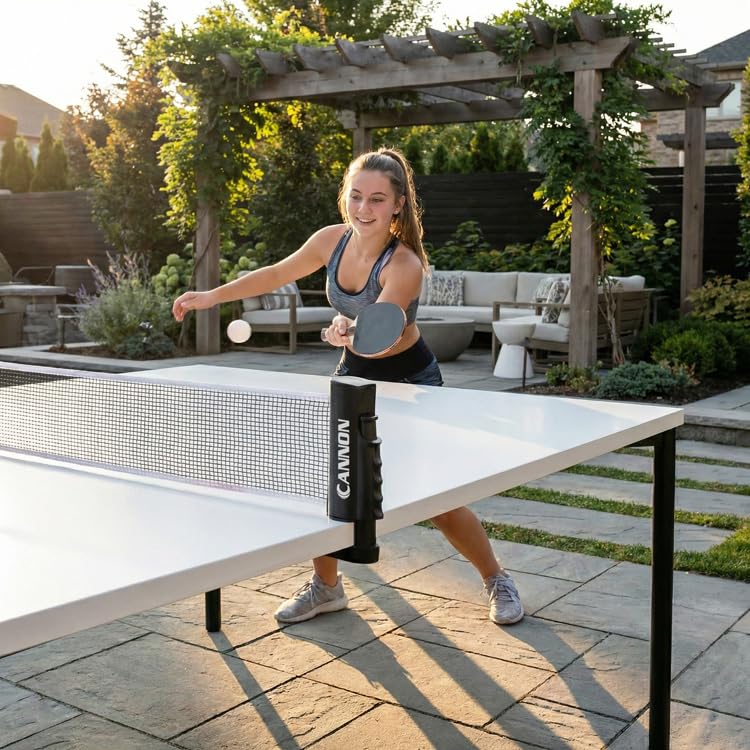Cannon Sports Retractable Table Tennis Net – Clamp-On Portable Net for Any Table – Adjustable Length up to 6 Feet, Fits Tables up to 2 Inch Thick – Indoor & Outdoor Play