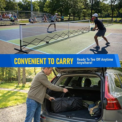 Retractable Pickleball Net with Wheels, Portable Pickleball Net Indoor/Outdoor with Heavy-Duty Metal Frame, Free Assembly, 22FT Pickle Ball Nets with Carry Bag for Driveway Backyards Garages