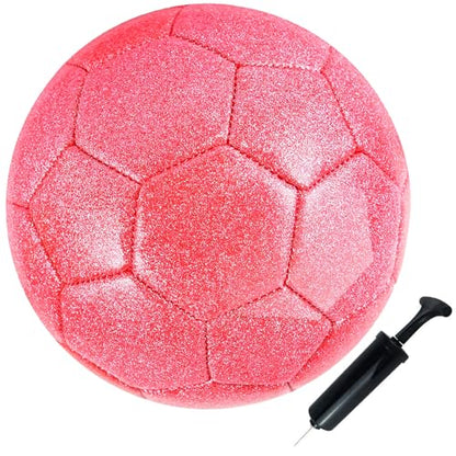 Soccer Ball Shiny Gift Size 3 4 5 Practice Training Come with Pump and Needle - color: Pink, style: Size 4