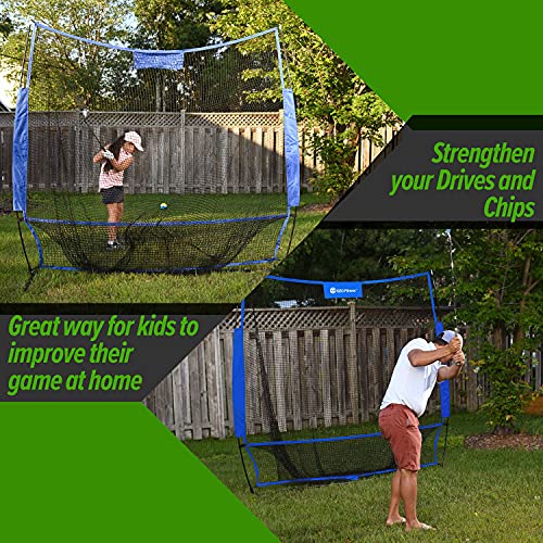Golf Practice Hitting Net, Indoor Garage or Outdoor Backyard Driving Heavy Duty Mesh Netting for Home Real Pro Golfing Swing Chipping Train, Easy Setup Stable Frame, Portable Golfer Carry Bag