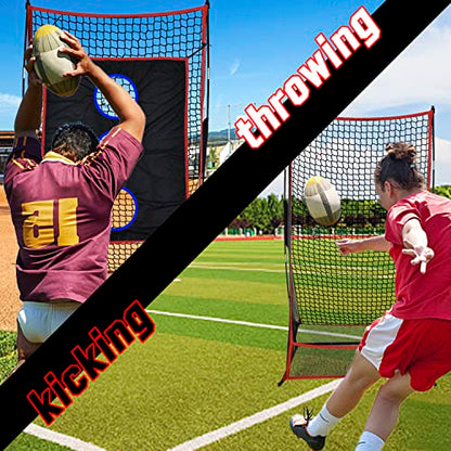 Kapler Football Kicking Throwing Net - 6x3ft Portable Field Goal w/Detachable Target for Throw & Precision Kicks - Sideline Practice for Backyard Skill Improvement for Youth and Adults
