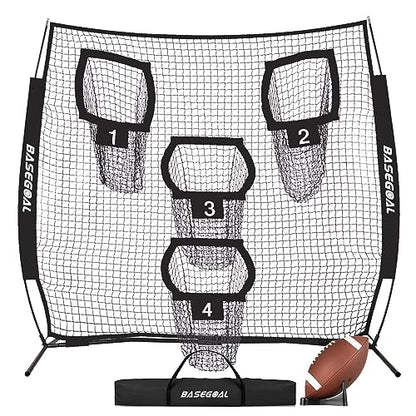 BaseGoal 8ft Football Nets with 4 Target Pockets for Improving Accuracy Throwing - style: Black