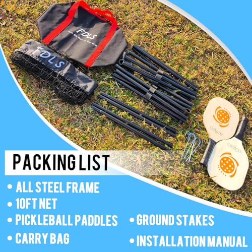 FDLS 10FT Portable Badminton Pickleball Net with Carry Bag for Indoor Outdoorl Height Adjustable| Easy Set up - style: Black(2 Paddles)