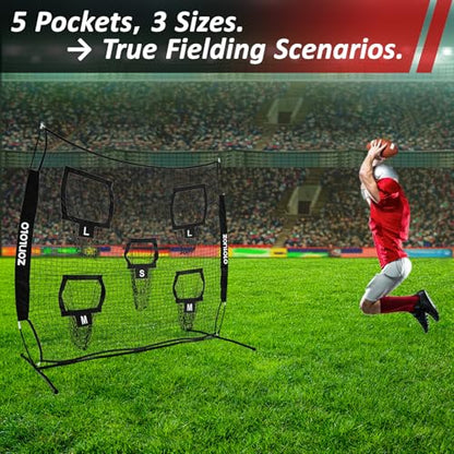 Zonlolo 7×7ft Football Throwing Net, Football Training Net,Target Practice with 5 Different Sized L/M/S Targets | Great for Quarterback | Includes Compact Carrying Bag - color: Black