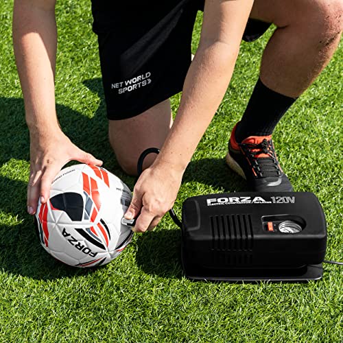 FORZA Electric Ball Pump [120V] - Quick & Easy Soccer Ball/Tyre Inflation | Triple Pressure Gauge (PSI, KPA & BAR) - US, UK, EU Adapter Included | Flexible Hose