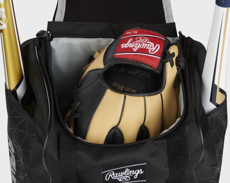 Rawlings | FRANCHISE Backpack Equipment Bag | Baseball/Softball | Rec/Travel | Multiple Styles - color: Black/Black