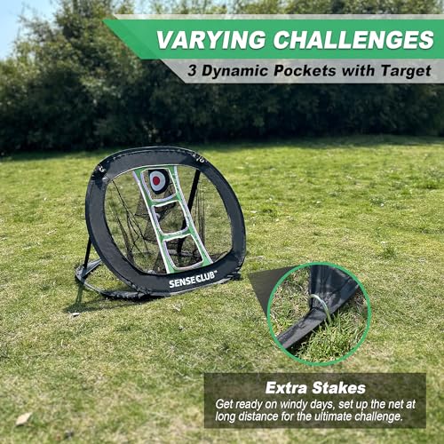 SENSECLUB Foldable Chipping Net & Floating Green, Indoor Golf Practice Chipping Target, Backyard Golf Game & Gifts - style: Square Net +Mat +Balls