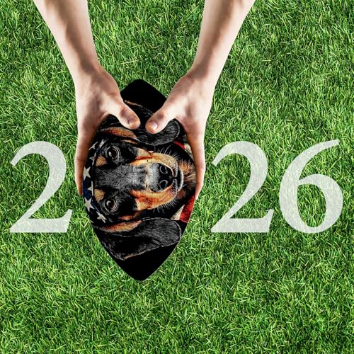 American Football, Official Size 11.9 x 7.3 Inch, Premium Composite Leather High-Grip Ball with Pro-Style Lacing, Unique Prints for Training, Games & Gifts - color: Flag Dog
