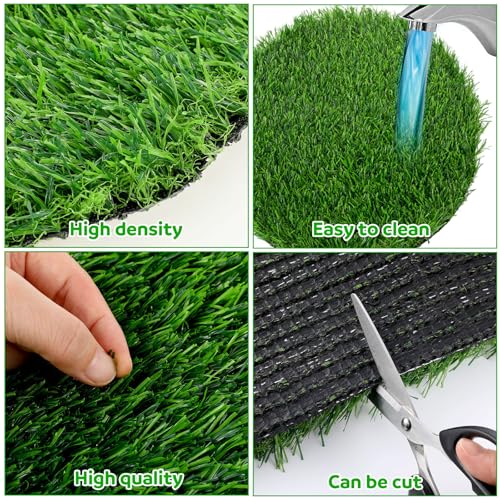 MiniInflat 56 Pcs Golf Party Table Decorations Kit Includes Artificial Grass Mats Mini Golf Flag and Tees Table Centerpiece for DIY Holiday Birthday Sport Party Desk Supplies Favors(Round Straw Mat)
