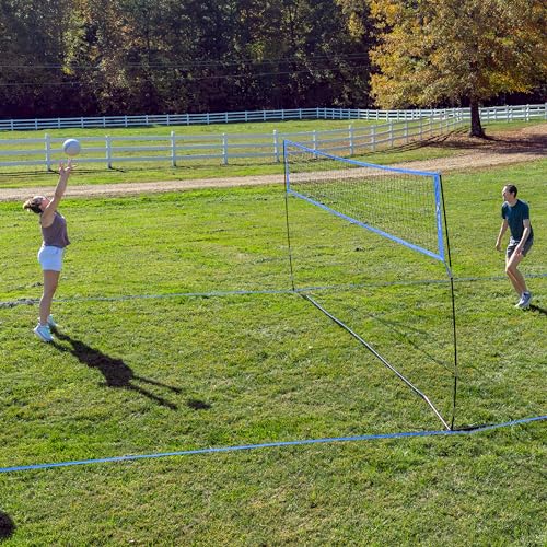 Outdoor Volleyball Net for Backyard. 12FT/20FT/32FT, 4 Adjustable Height Options, Ball with Pump, Boundary Markers, Carry Case and Stakes Included