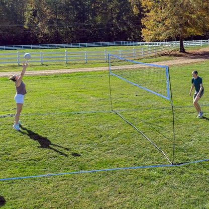 Outdoor Volleyball Net for Backyard. 12FT/20FT/32FT, 4 Adjustable Height Options, Ball with Pump, Boundary Markers, Carry Case and Stakes Included