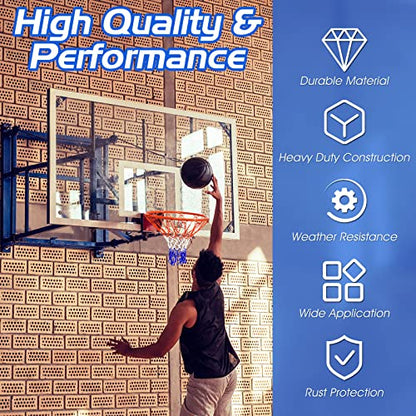 Goplus Replacement Basketball Rim Net, 18inch Portable Basketball Hoop Wall Door Mounted Indoor Outdoor Hanging Outside